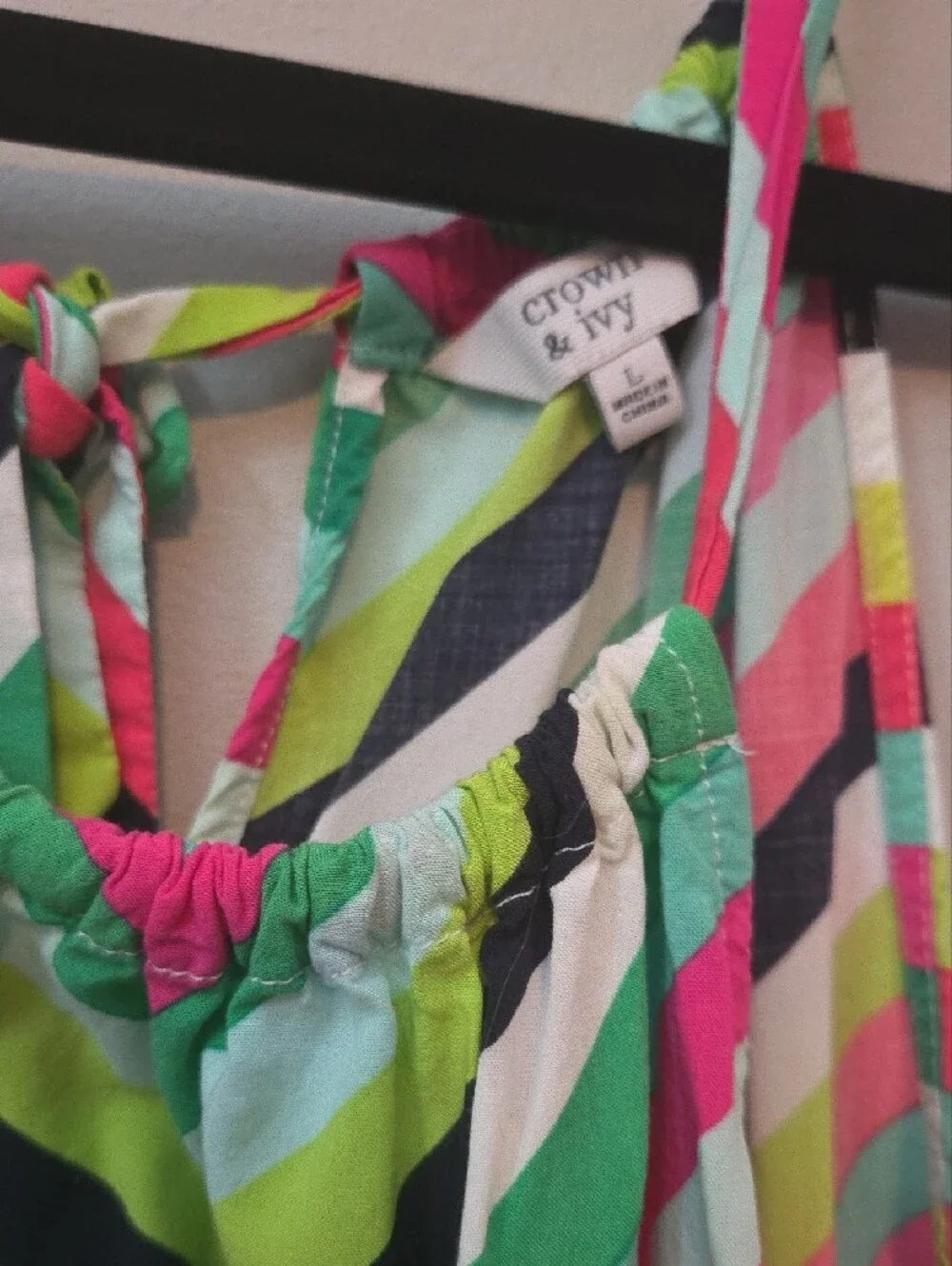 crown & ivy Neon Chevron Halter Camisole in Pink, Green, Black, White
